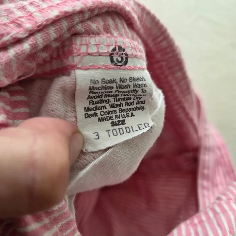Vintage Oshkosh Pink Engineer Striped Overalls 3t